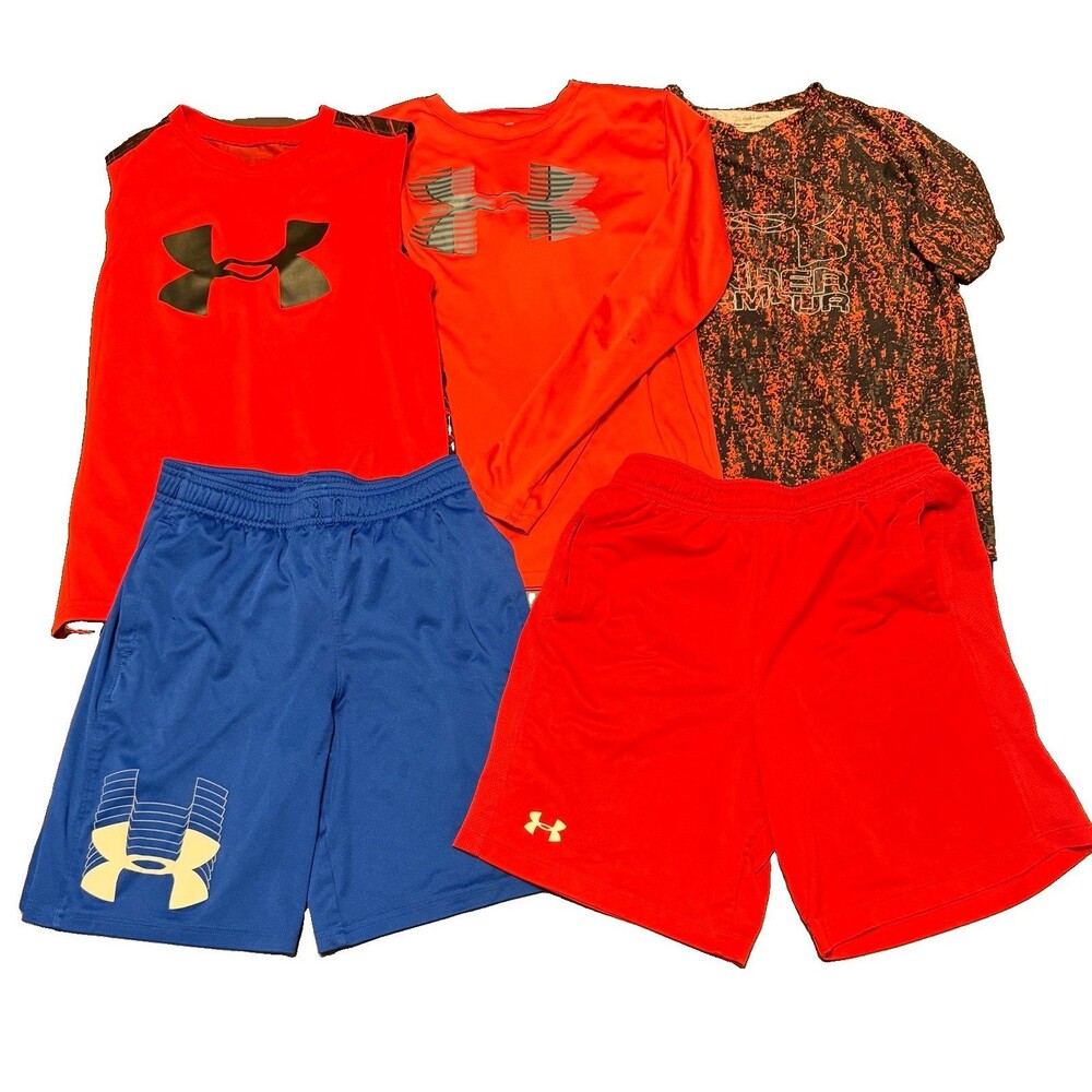 Under Armour Boys Youth Medium Athletic Clothes Lot (5) Shirts, Tank, Shirts